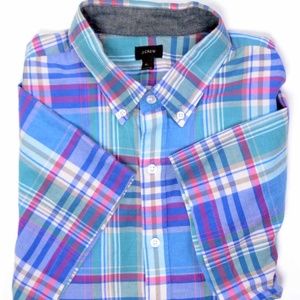 J. Crew plaid madras short sleeve shirt XL